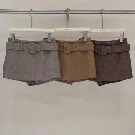 Belted Wool Mini Skort