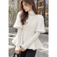 Fringe Tweed Peplum Tops