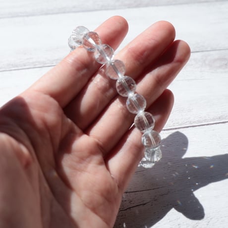 ［ブレスレット］［一点もの］ホワイトトパーズ 〜光を細かくほどく透明な結晶〜【思考を澄ませ進む道を照らす】約9.5mm 内径約17cm