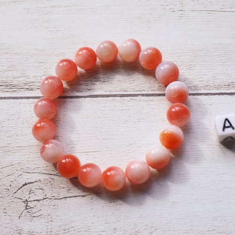 ［ブレスレット］［レア］無着色ボツワナアゲート 〜コーラルピンクの天然色〜 10.5mm・11.5mm