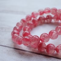 ［ブレスレット］［ハイクオリティ］ロードナイトシリカ 〜透明感の中に浮かぶ濃いピンク〜 9.5〜9.8mm