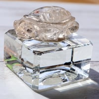 ［彫刻］ホワイトガーデンクォーツ亀　〜小さな景色を背負う亀〜【長寿・繁栄のお守り】22.3g 台座付き