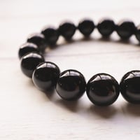 ［ブレスレット］［一点もの］［レア］鑑別書付きモリオン 〜深い漆黒の黒水晶〜 12mm 内径16.5cm