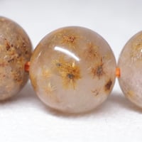 ［ブレスレット］［一点もの］フラワールチル　水晶に咲く小さな金色の花　10mm・内周16cm