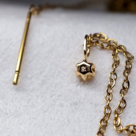 ［ペンダント］K18 CVDイエローダイヤモンド【小さな黄金色の光】0.08ct 約3mm　小豆チェーンプレゼント