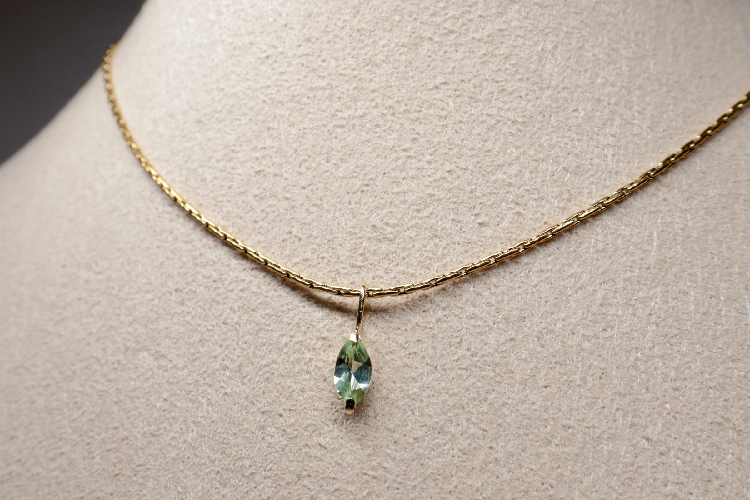 マ*ー様 Kagann Jewelry モロッカンネックレス グリーンガーネット ネックレス］［レア］K18 ミントグリーンガーネット 0.25ct チェーン