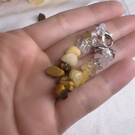 ［チャーム］［プチプラ］タイガーアイ×ルチルx水晶　〜迷いを断つ金色の光〜【行動する勇気を灯す】バッグチャーム