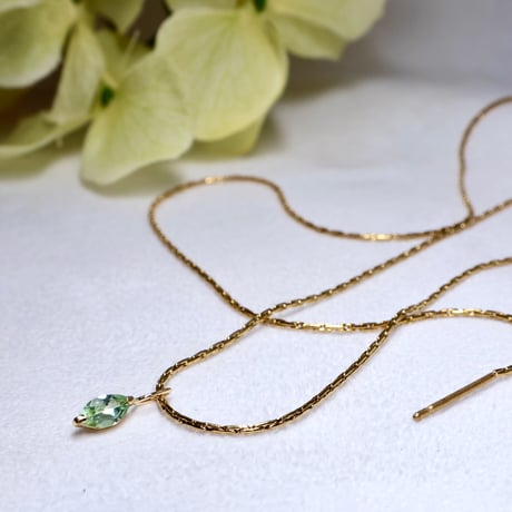 ［ネックレス］［レア］K18 ミントグリーンガーネット　0.25ct　チェーンプレゼント