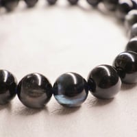 ［ブレスレット］［一点もの］［レア］ブラックアクアマリン【深海に走る銀光】9mm 内径16cm
