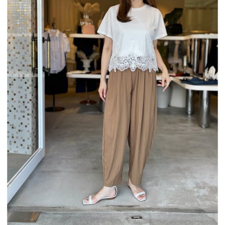 裾レースショート丈Tシャツ