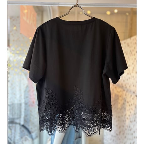 裾レースショート丈Tシャツ
