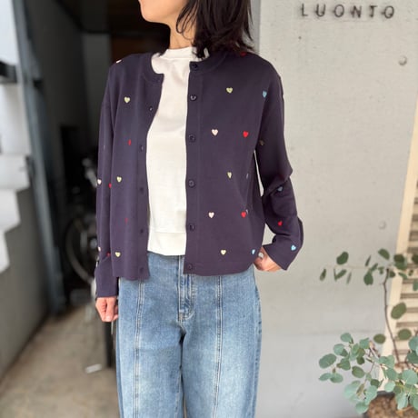 ハート刺繍ニットカーディガン
