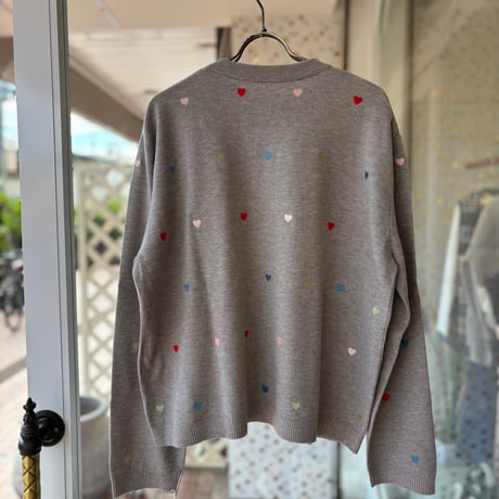 ハート刺繍ニットカーディガン