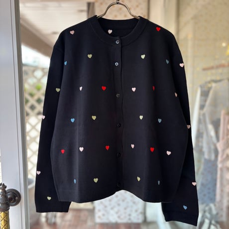 ハート刺繍ニットカーディガン