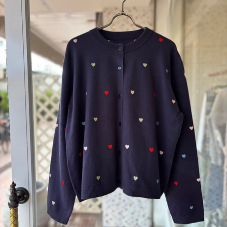 ハート刺繍ニットカーディガン