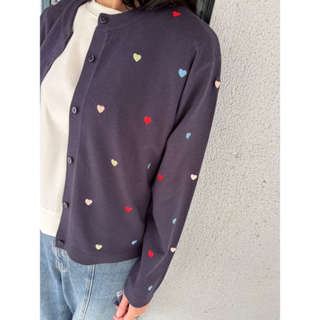 ハート刺繍ニットカーディガン