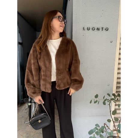 ノーカラーファージャケット
