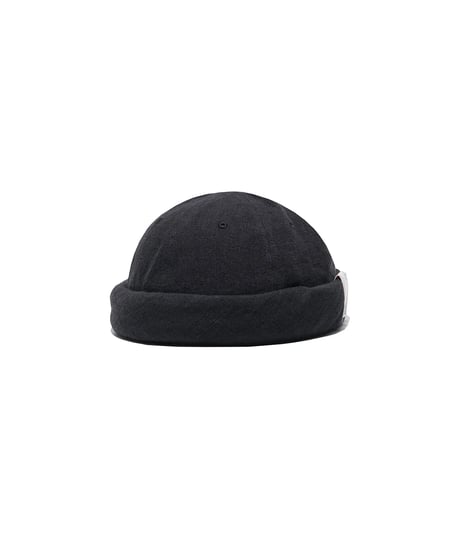 THE H.W.DOG & CO. LINEN CANVAS ROLL CAP - BLACK