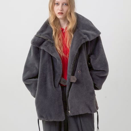 7/20 Instalive AULA AILA 2026aw　STAND COLLAR FUR COAT　1264-01027
