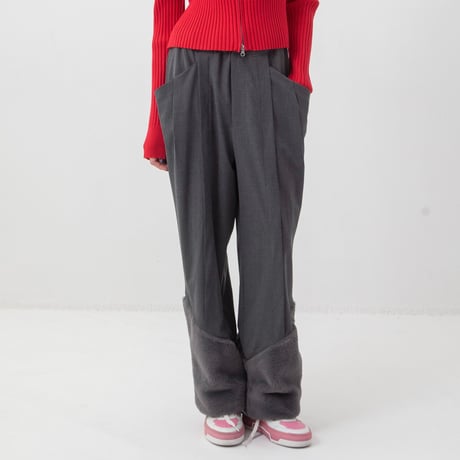 7/20 Instalive AULA AILA 2026aw　FUR COMBINATION STRAIGHT PANTS　1264-06015