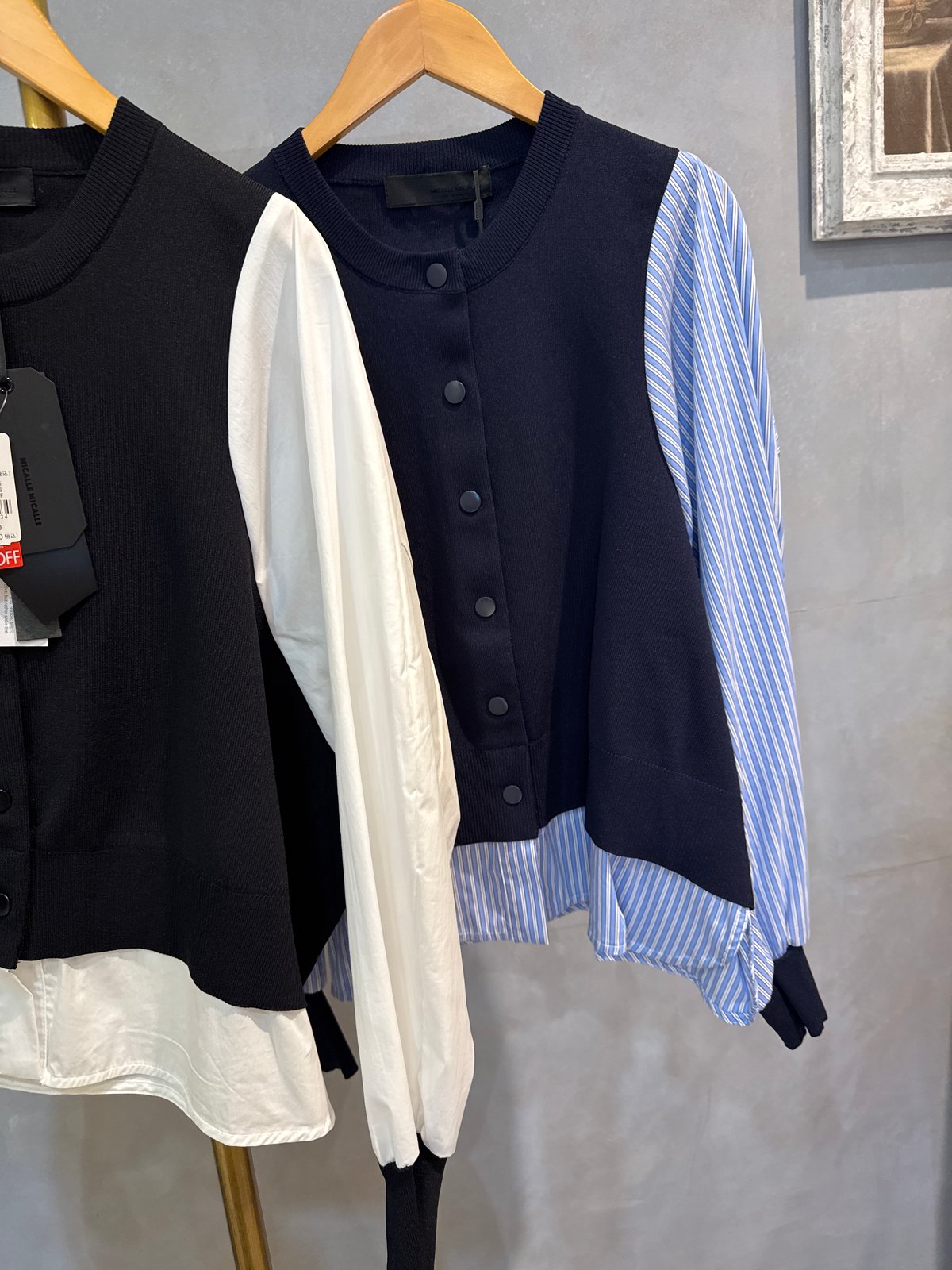 【MICALLE MICALLE】異素材デニム×スウェットドッキングトップス 異素材ドッキングトップス MICALLE | Z i Z e growth