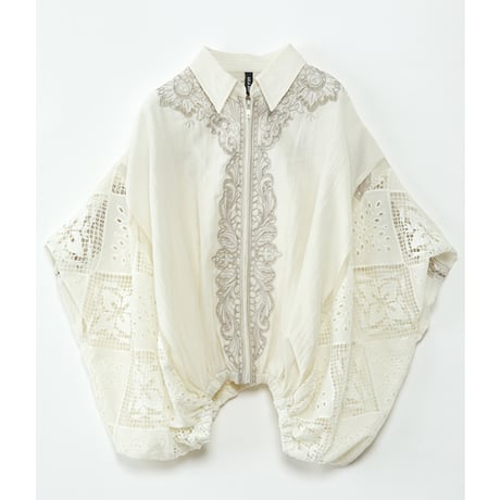 Instalive　AULA AILA 2027SS　EMBROIDERY ZIP UP SHIRT 1271-04055