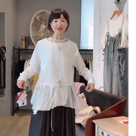 7/21 Instalive　akane 2026AW　チュール×ワッシャーペプラムプルオーバー　26238-1430E