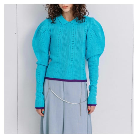 Instalive　AULA AILA 2027SS　COLLARED OPEN WORK KNIT 1271-09025