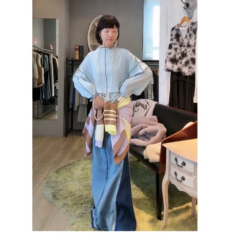 10/13　Instalive ANGELINA 2027SS 　チェンジボーダーニットカーデ　27153-3098T