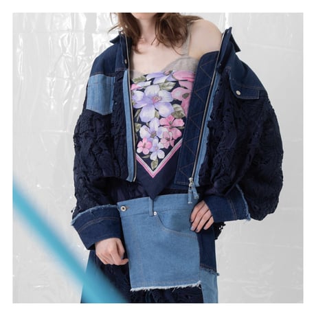 7/20 Instalive AULA AILA 2027 PreSpring　DENIM COMBINATION LACE BLOUSON　1271-02001