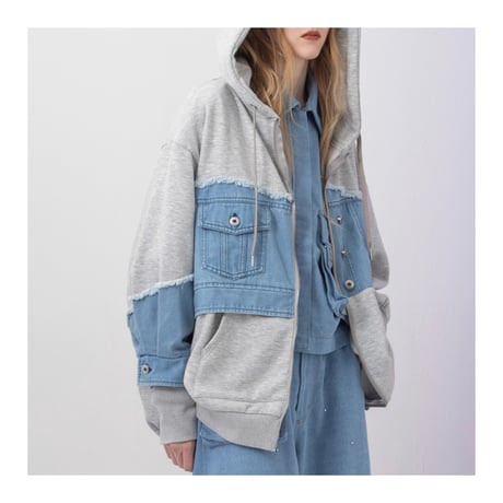 7/20 Instalive AULA AILA 2026aw　DENIM COMBINATION HOODIE　1264-08018