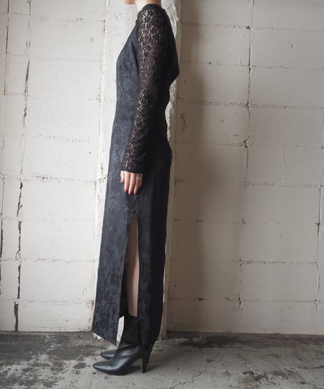 Sleeveless Jacquard China Dress BK