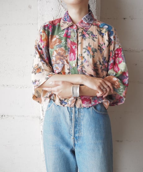 bonjour Crazy Pattern Cropped Shirt PI