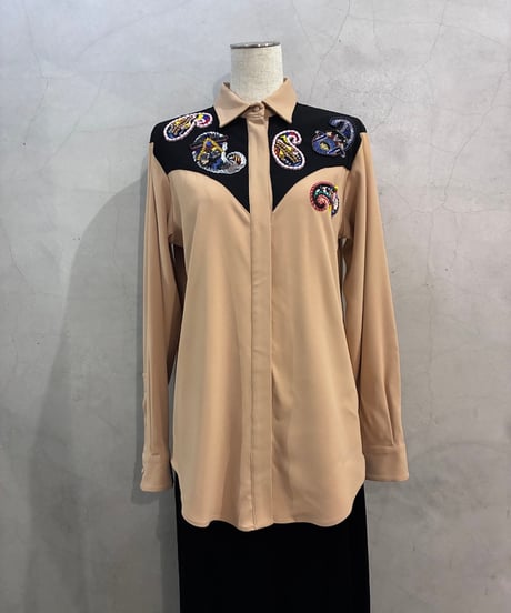MSGM Beads Embroidery Western Shirt BEBK