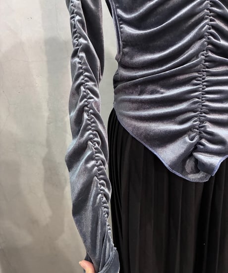 Cutout Design Velour Shirring Bodysuit LBL