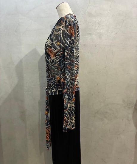Jean Paul Gaulteir Tatto Print Power Net Wrap Tops NV