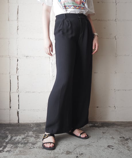 2Tuck Rayon Wide Pants BK