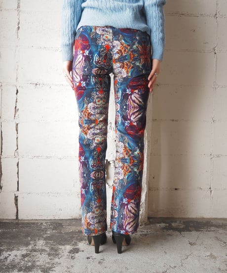 KENZO JEANS Flower Print Pants BL PUR RE