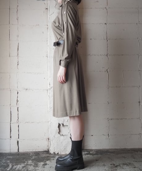 Turn Over Collar Button Sleeve Dress BE