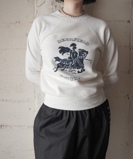1980's DEERFIELD KNIGHTS Print Sweatshirt WH NV