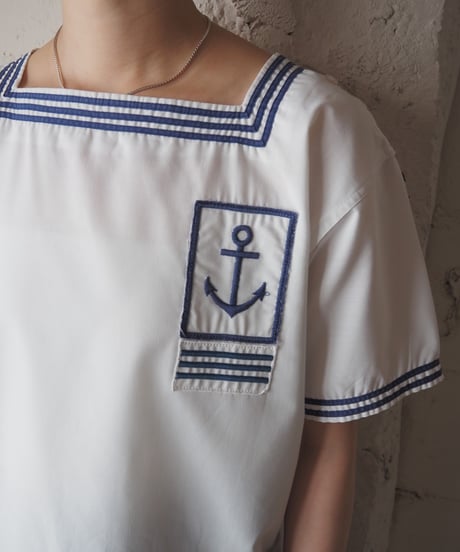 1980's French Navy Sailor Shirt WH NV