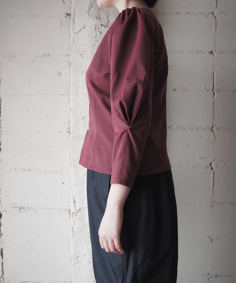 Gigot Sleeve Collarless Blouse BUR