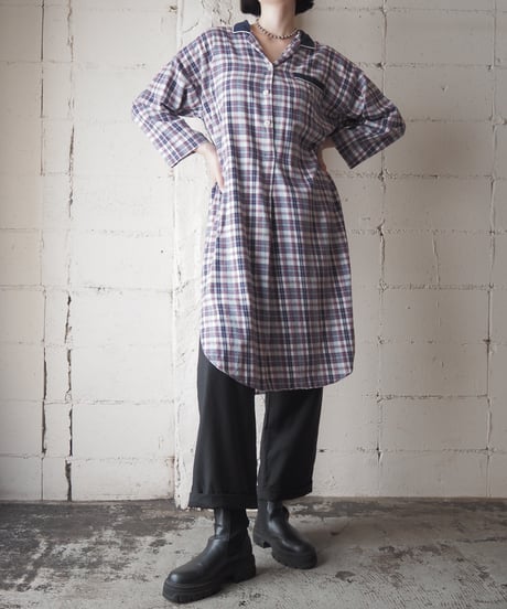 Christian Dior Plaid Pajama Shirt Dress NV RE WH