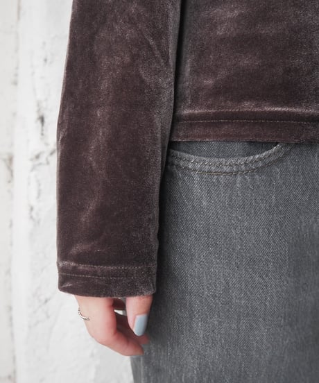 Crew Neck Velour Tops BR