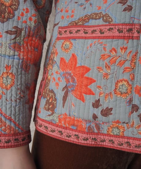 Flower Print Reversible Quilted Jacket BL PI