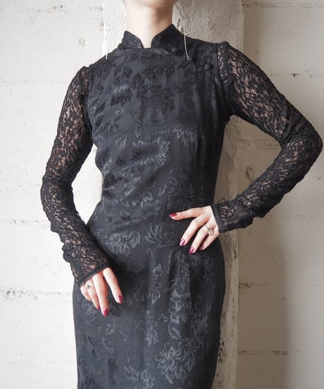 Sleeveless Jacquard China Dress BK