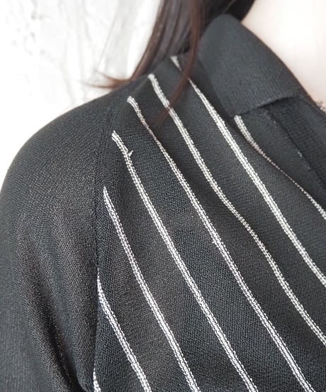 Made in Italy Short Sleeve Striped Knit Polo BK WH