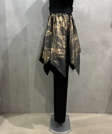 Metallic Marble Wrap Skirt GD BK