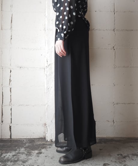 Sheer Layered Wide Pants BK