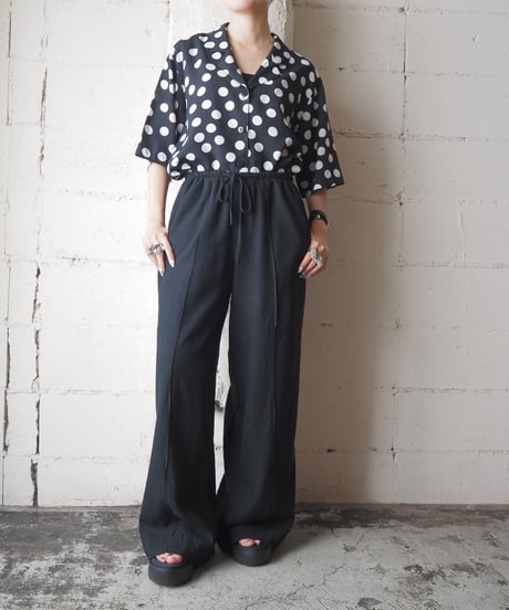 Linen Rayon Blend Wide Easy Pants BK
